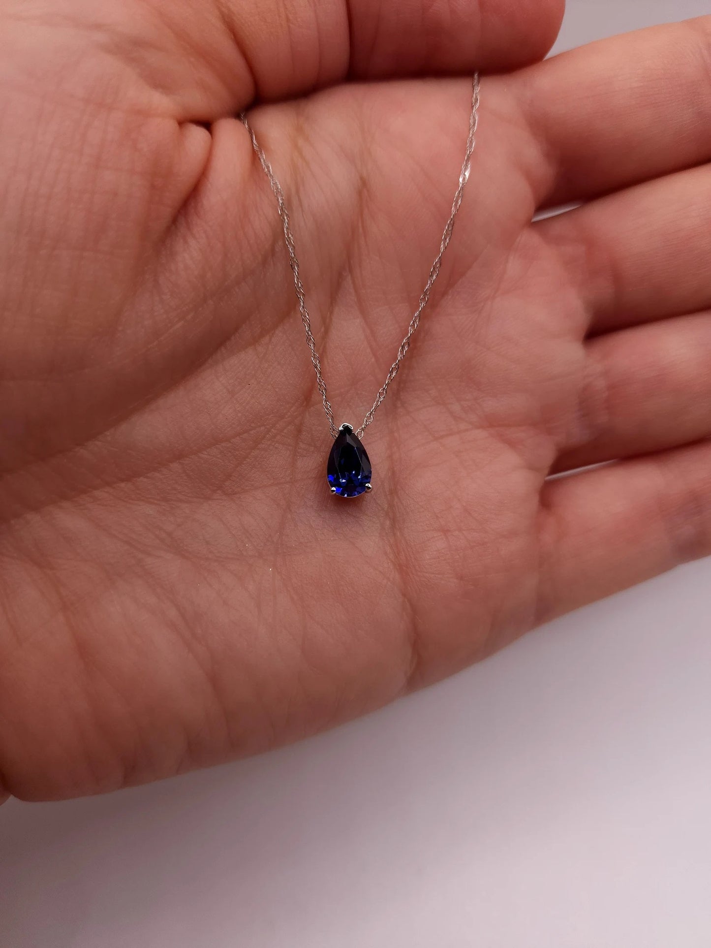 14Kt Gold Tanzanite Teardrop Pendant Necklace