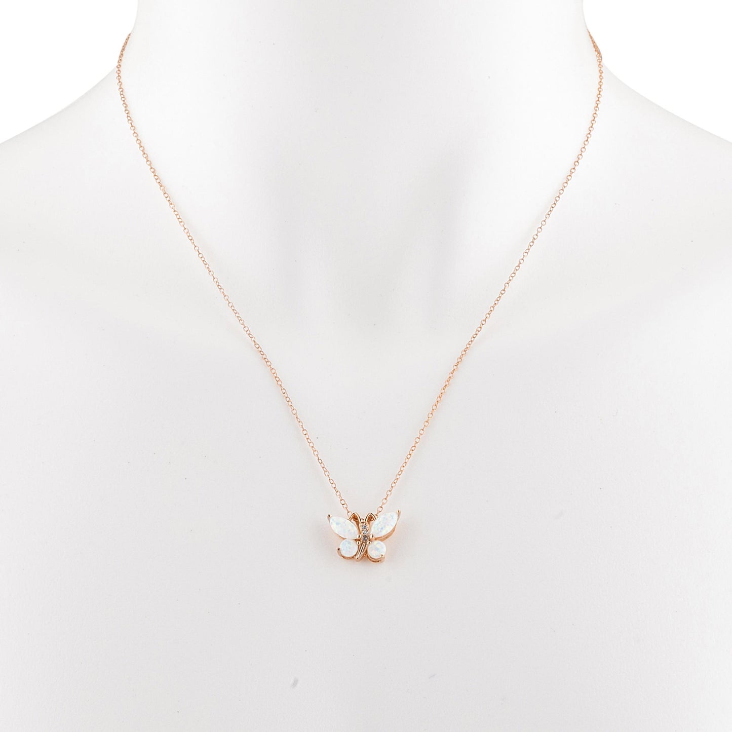 14Kt Rose Gold Plated Opal Butterfly Pendant