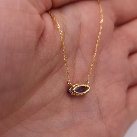 14Kt Gold Tanzanite Marquise Pendant Necklace