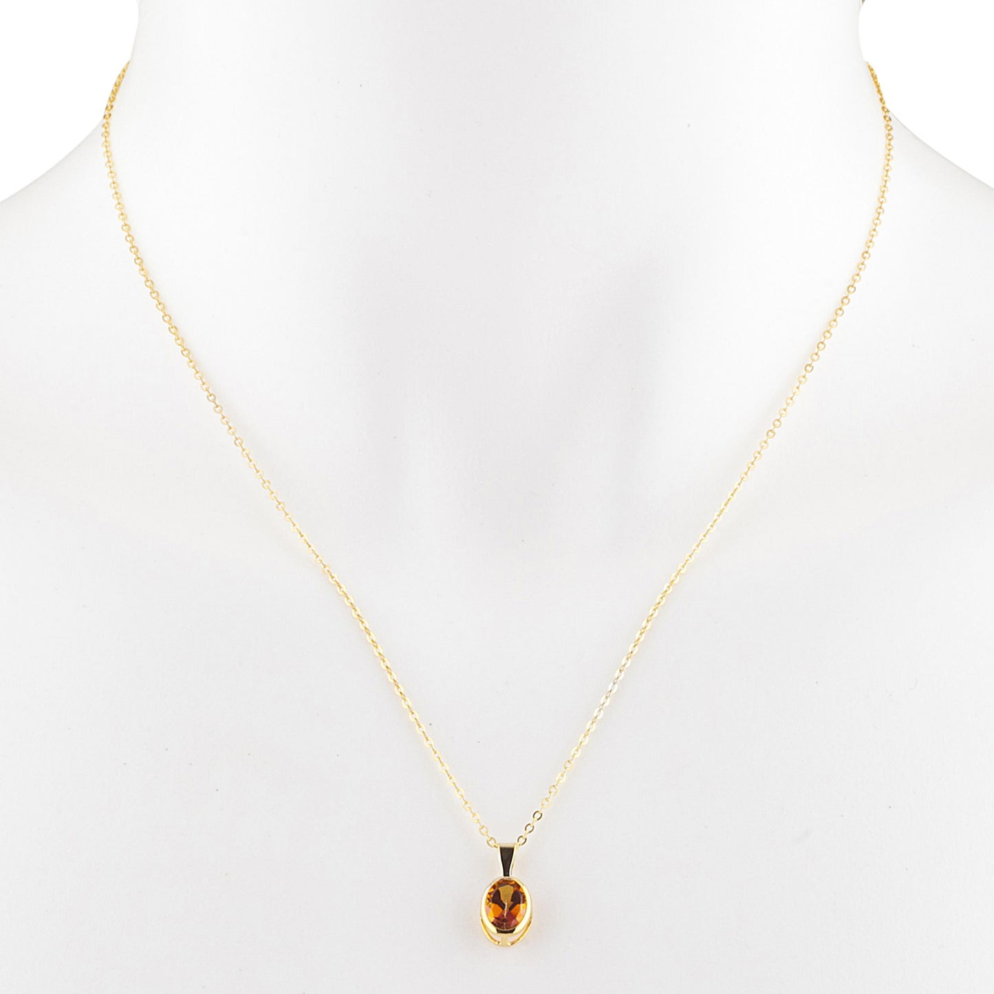 14Kt Gold Natural Ecstasy Mystic Topaz Oval Bezel Pendant Necklace