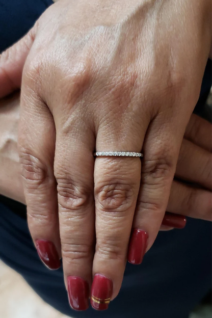 14Kt Gold 0.11 Ct Lab Grown Diamond Half Eternity Wedding Band Ring