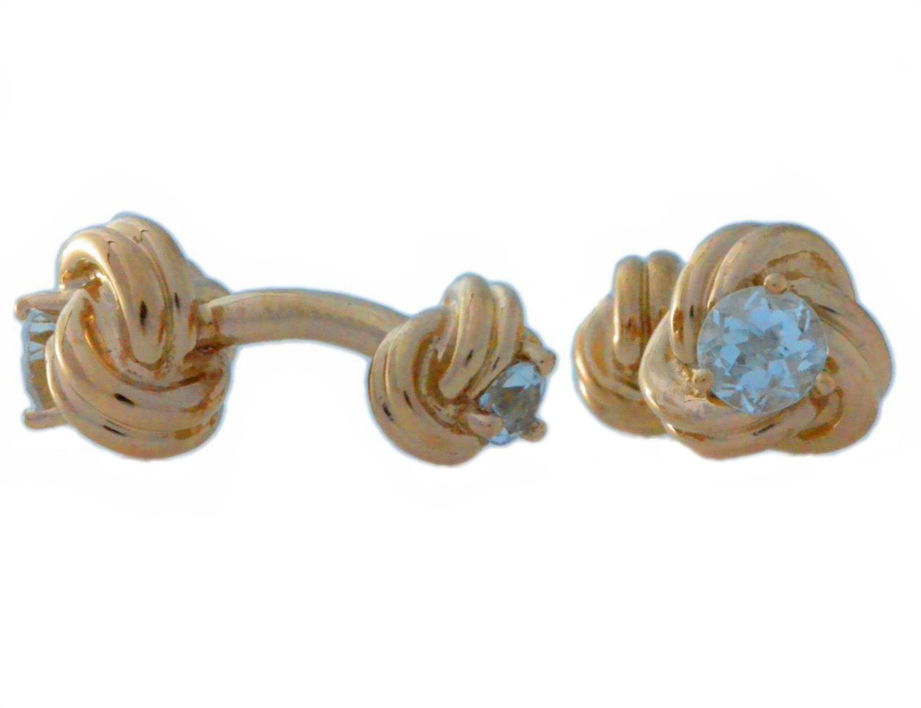 2.5 Ct Natural Aquamarine Knot Cufflinks 14Kt Rose Gold Plated Over Sterling Silver