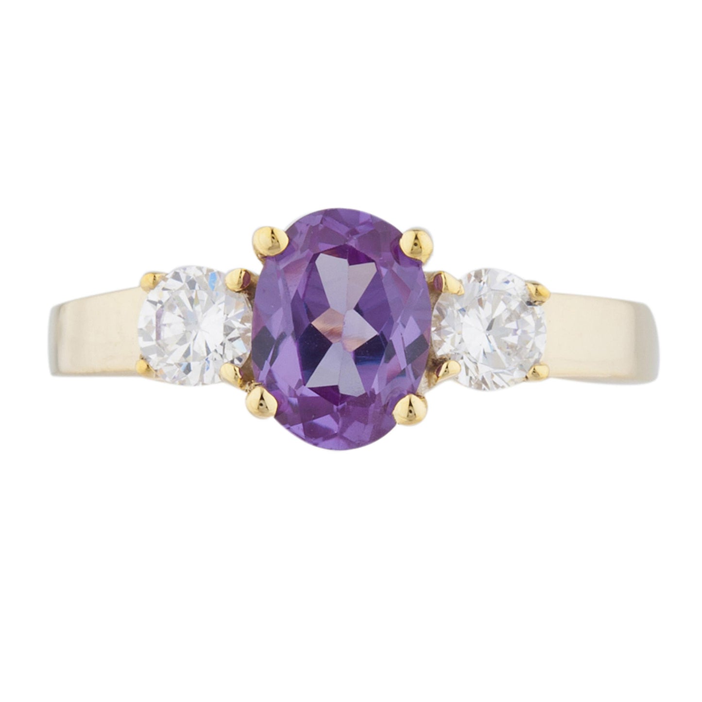 14Kt Gold 2 Ct Alexandrite & Zirconia Oval Ring