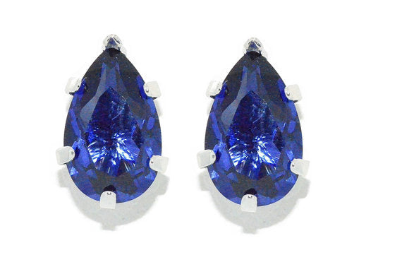 14Kt White Gold Tanzanite Pear Shape Stud Earrings
