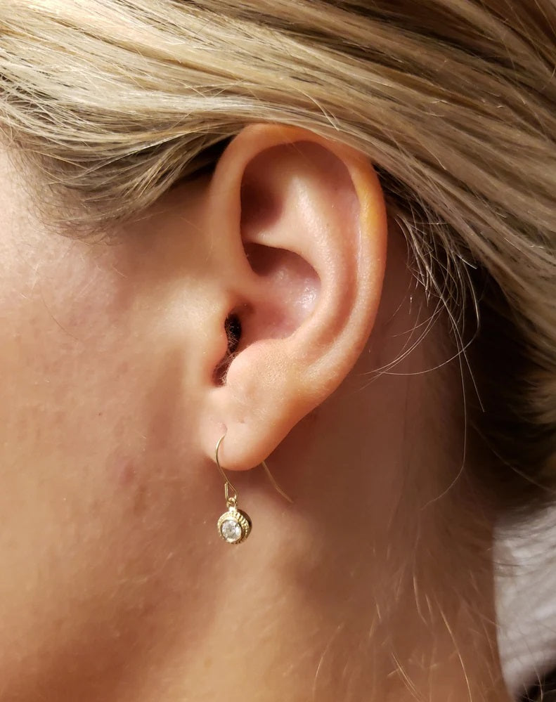 14Kt 0.30 Ct Diamond Bezel Dangle Earrings