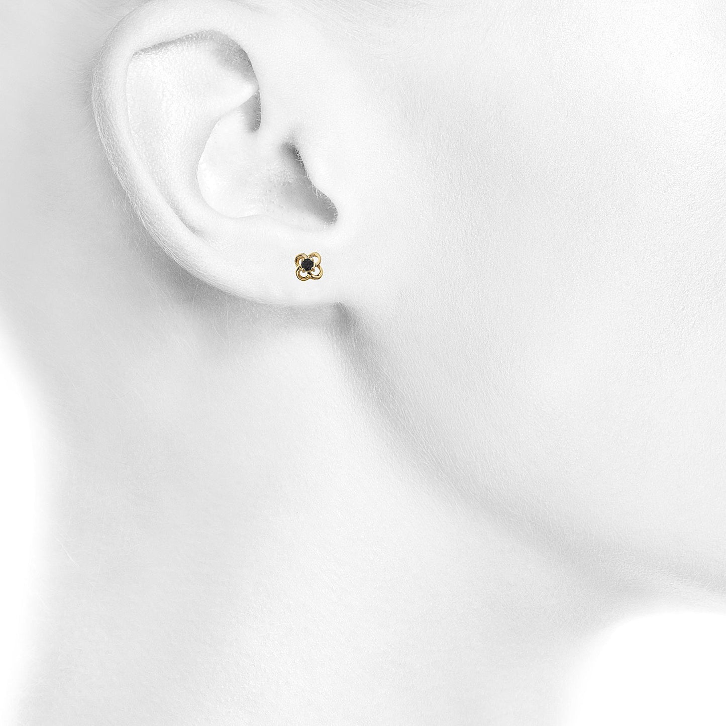 14Kt Gold Genuine Black Onyx Love Knot Stud Earrings