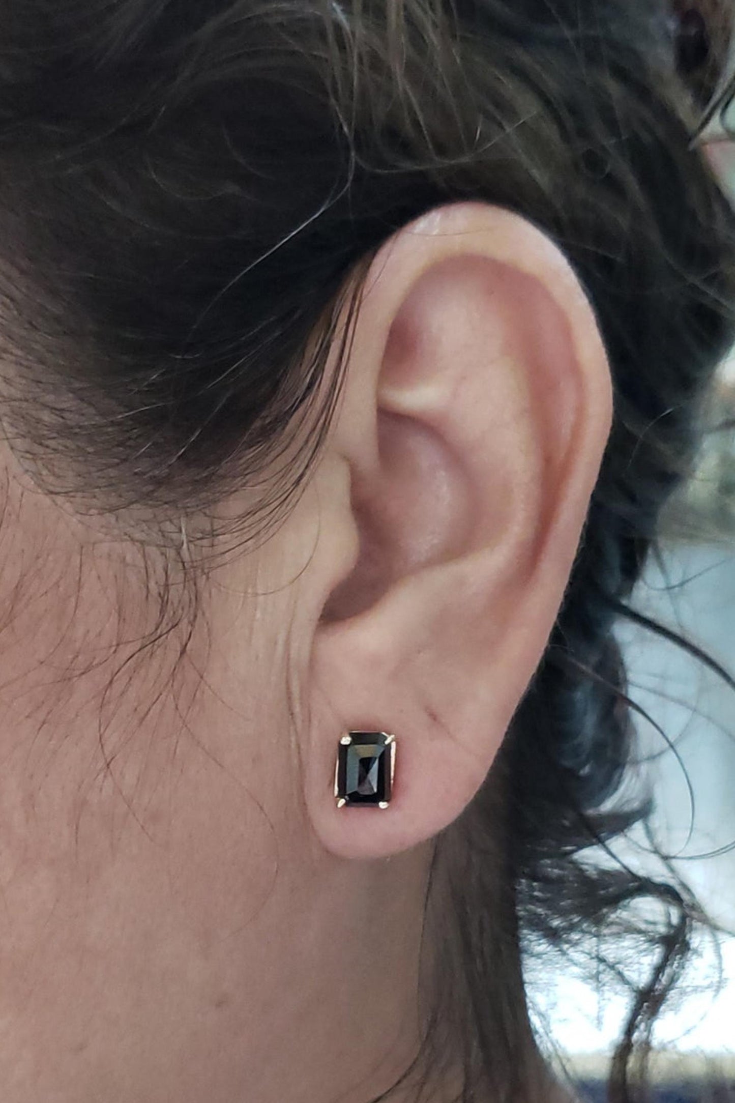 14Kt Gold 2.20 Ct Rose Cut Black Diamond Stud Earrings