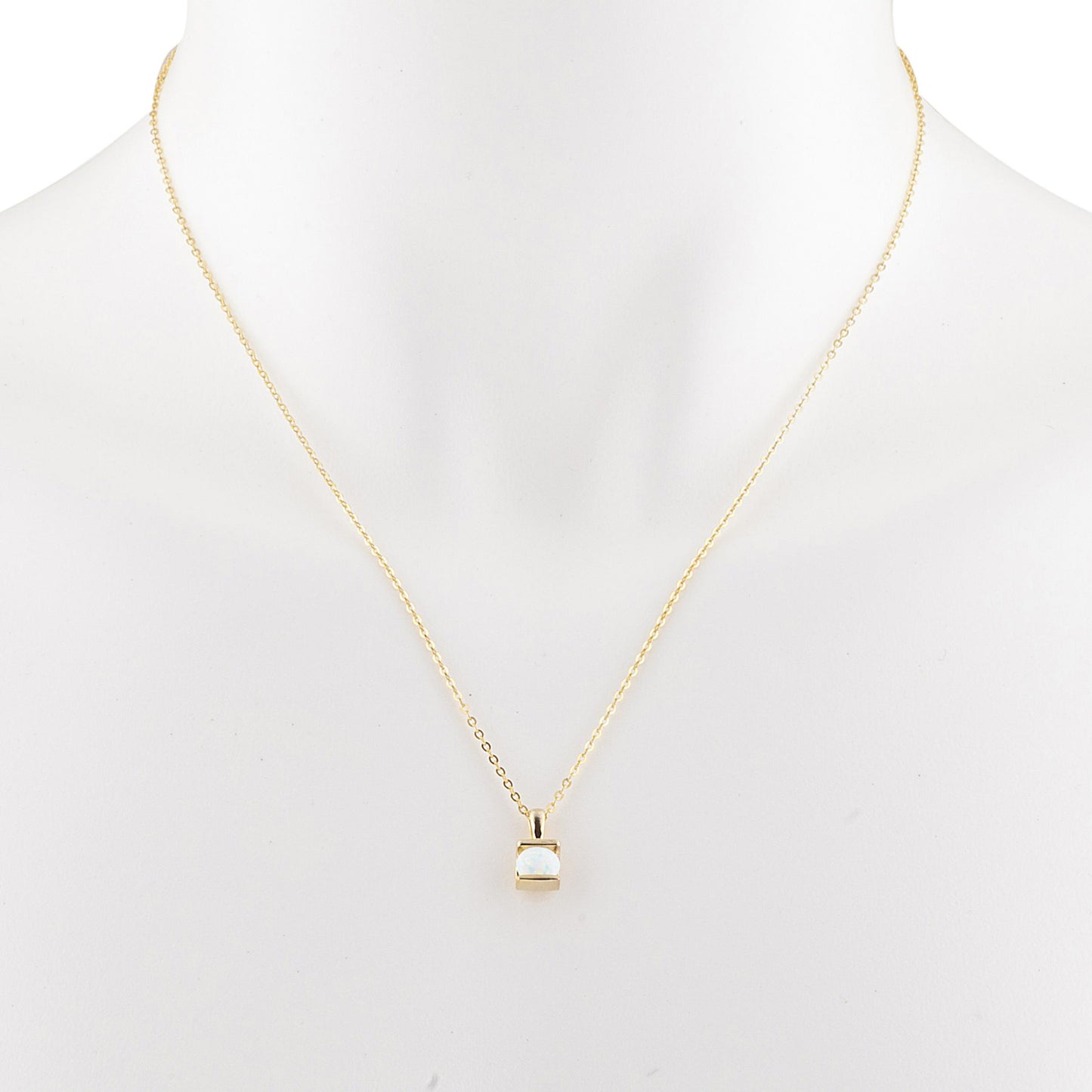 14Kt Yellow Gold Plated Opal Half Channel Pendant