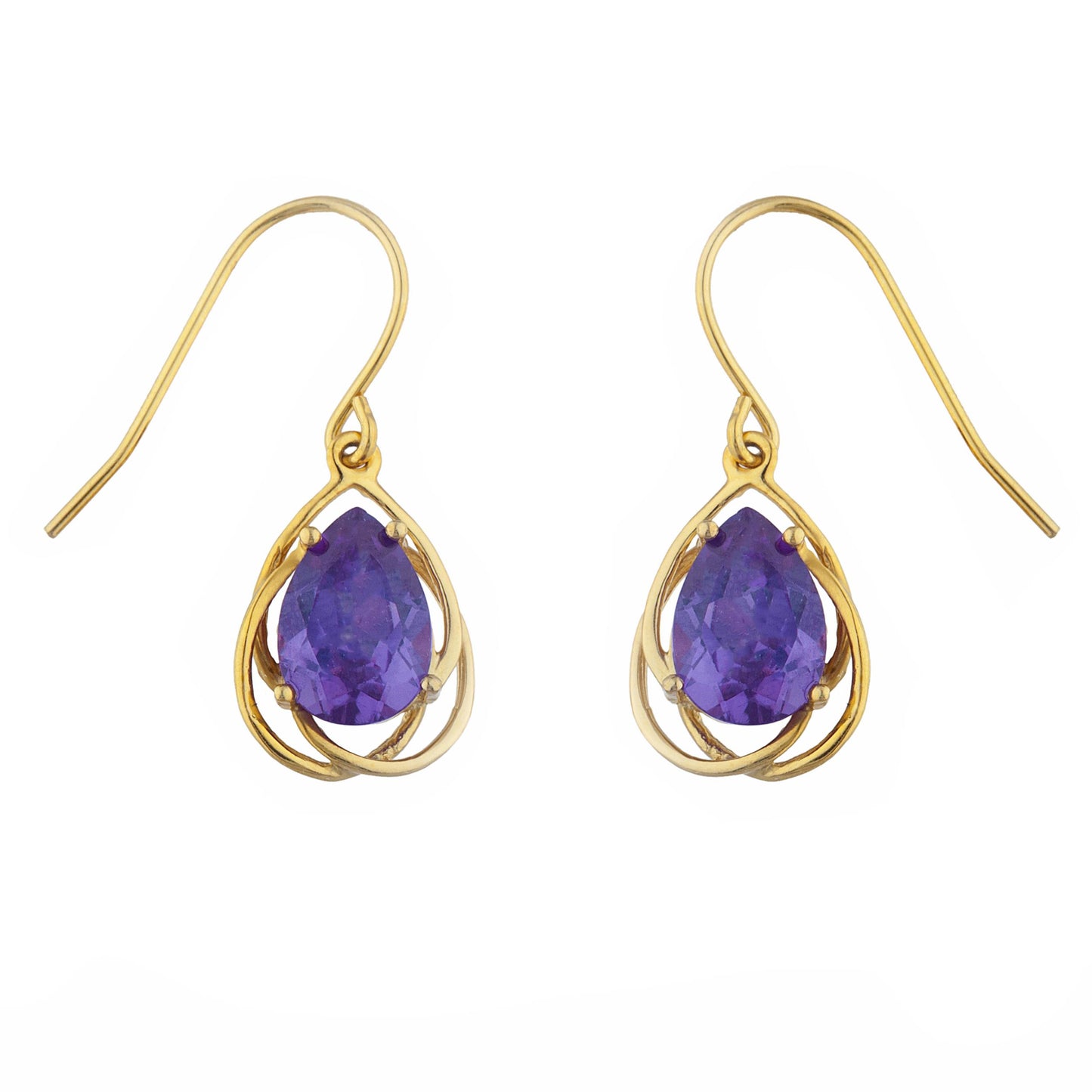 14Kt Gold 4 Ct Alexandrite Pear Teardrop Design Dangle Earrings