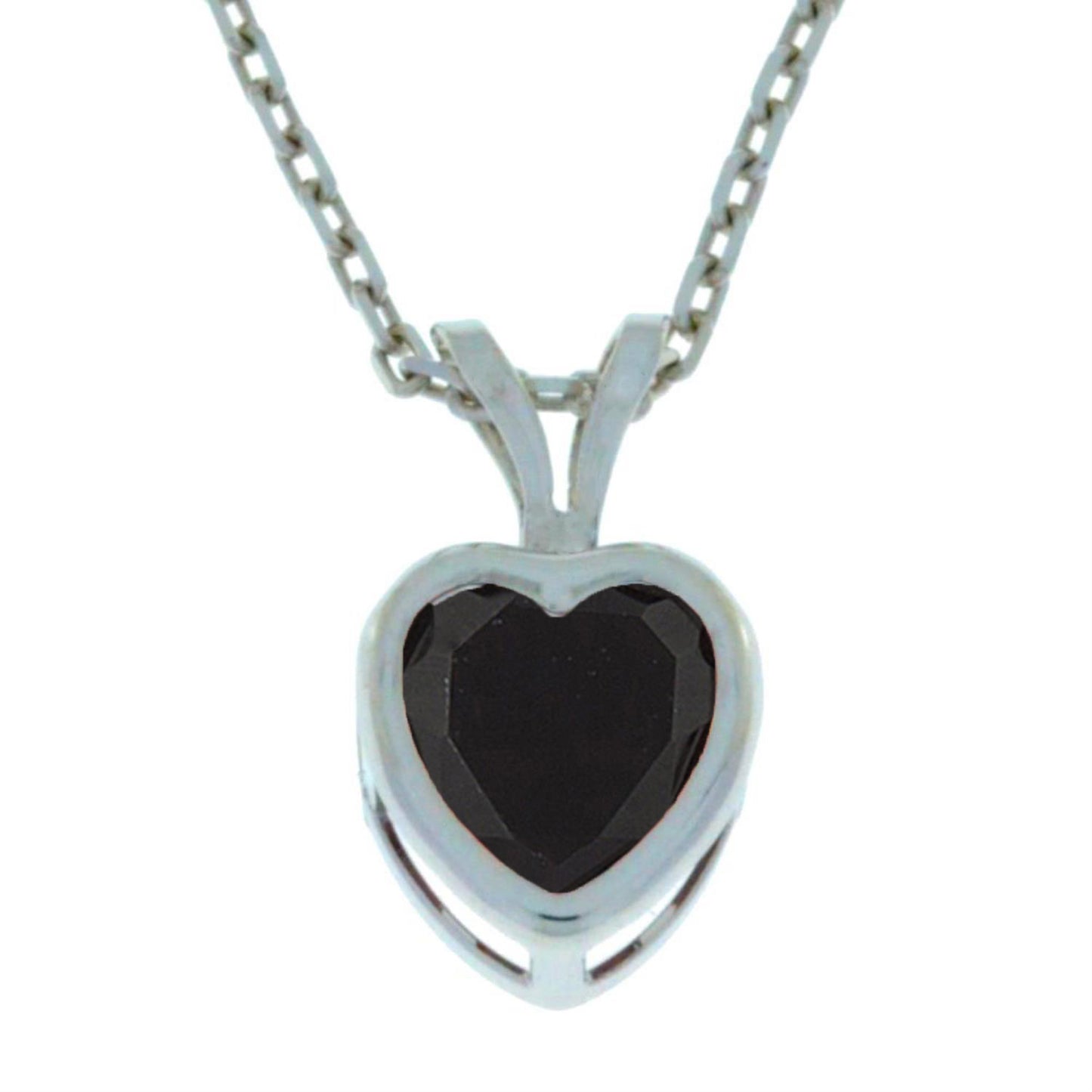 14Kt Gold Genuine Black Onyx Heart Bezel Pendant Necklace