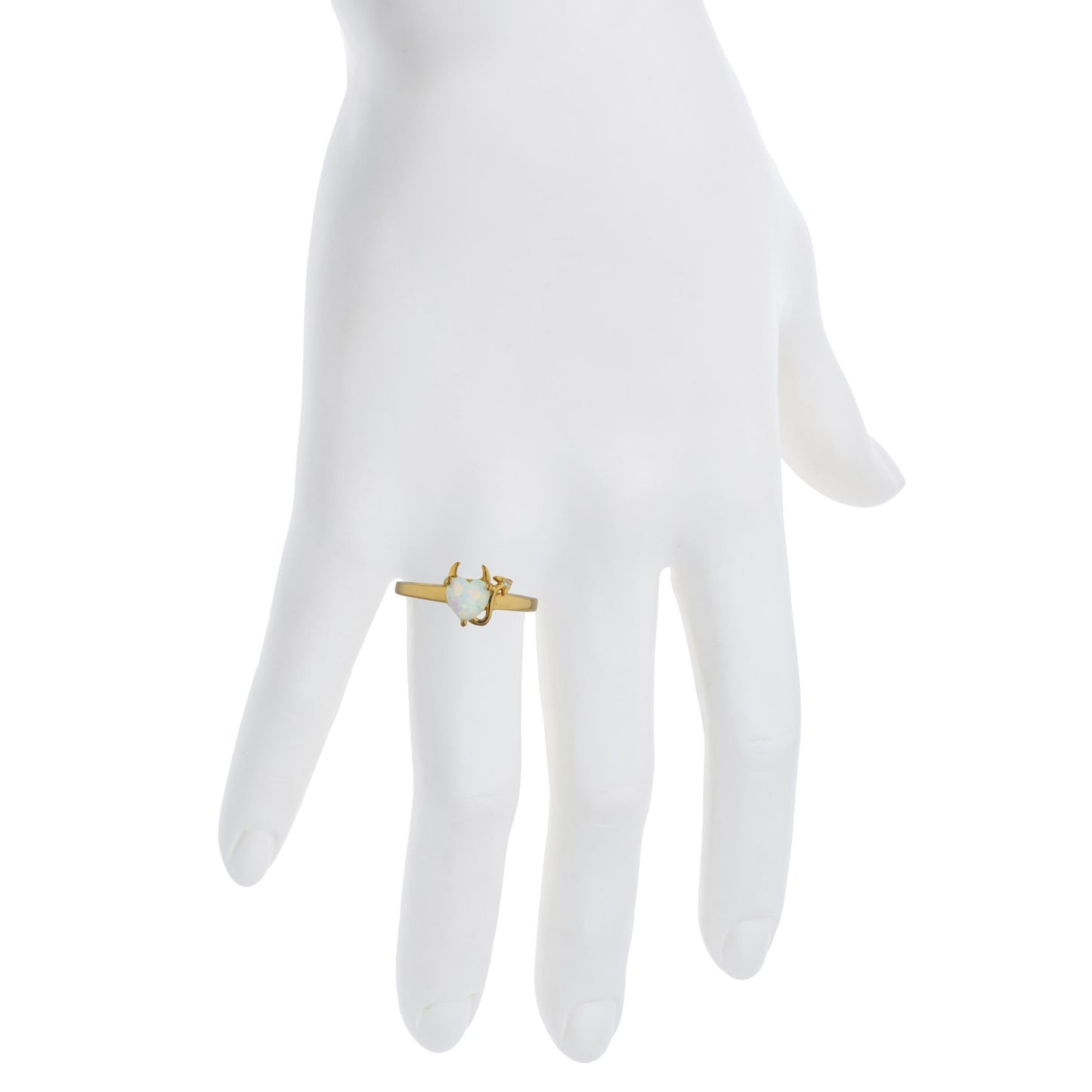 14Kt Gold Opal & Diamond Devil Heart Ring