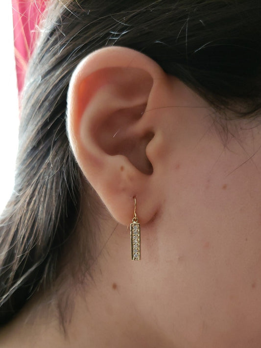 14Kt Gold Diamond Bar Dangle Earrings