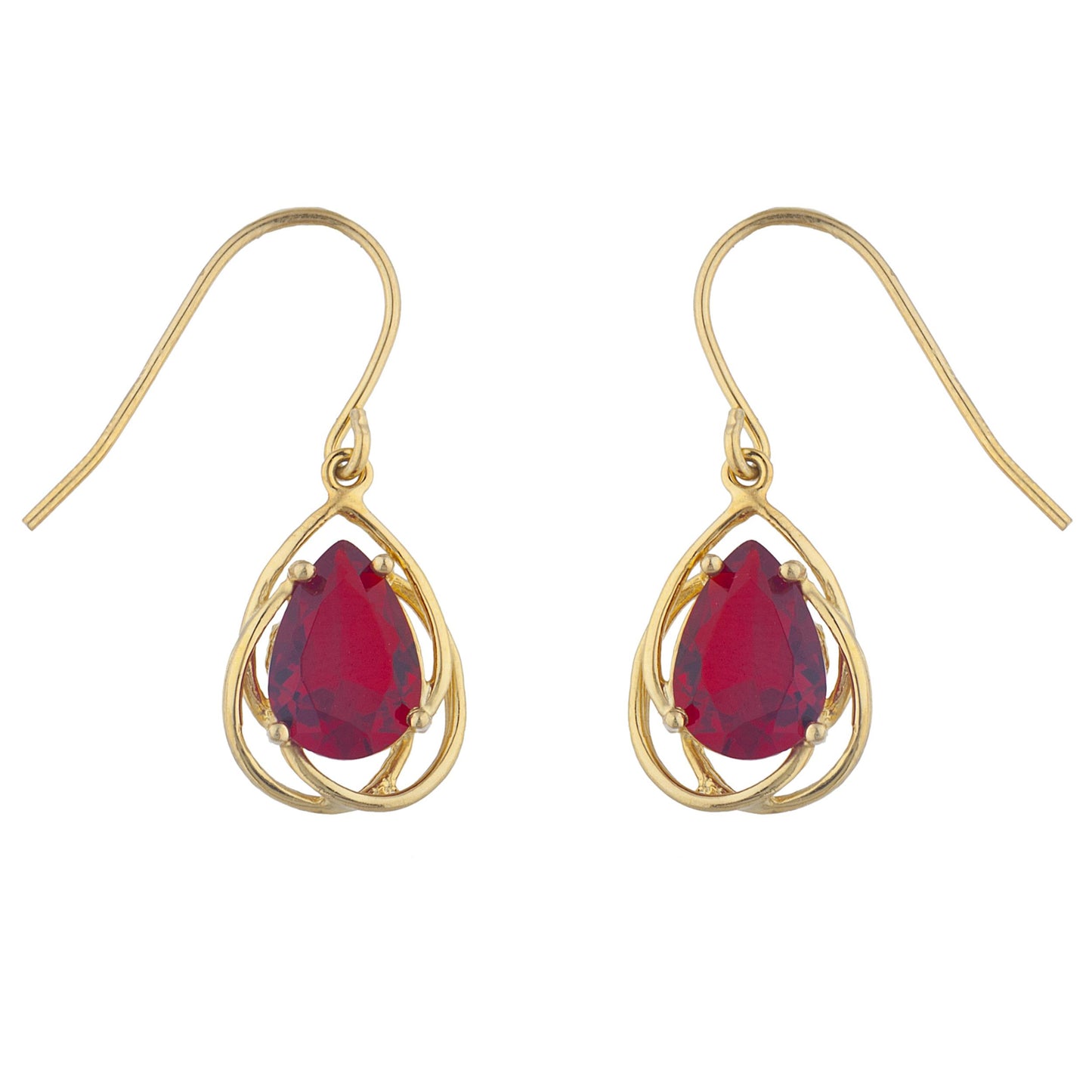 14Kt Gold 4 Ct Garnet Pear Teardrop Design Dangle Earrings