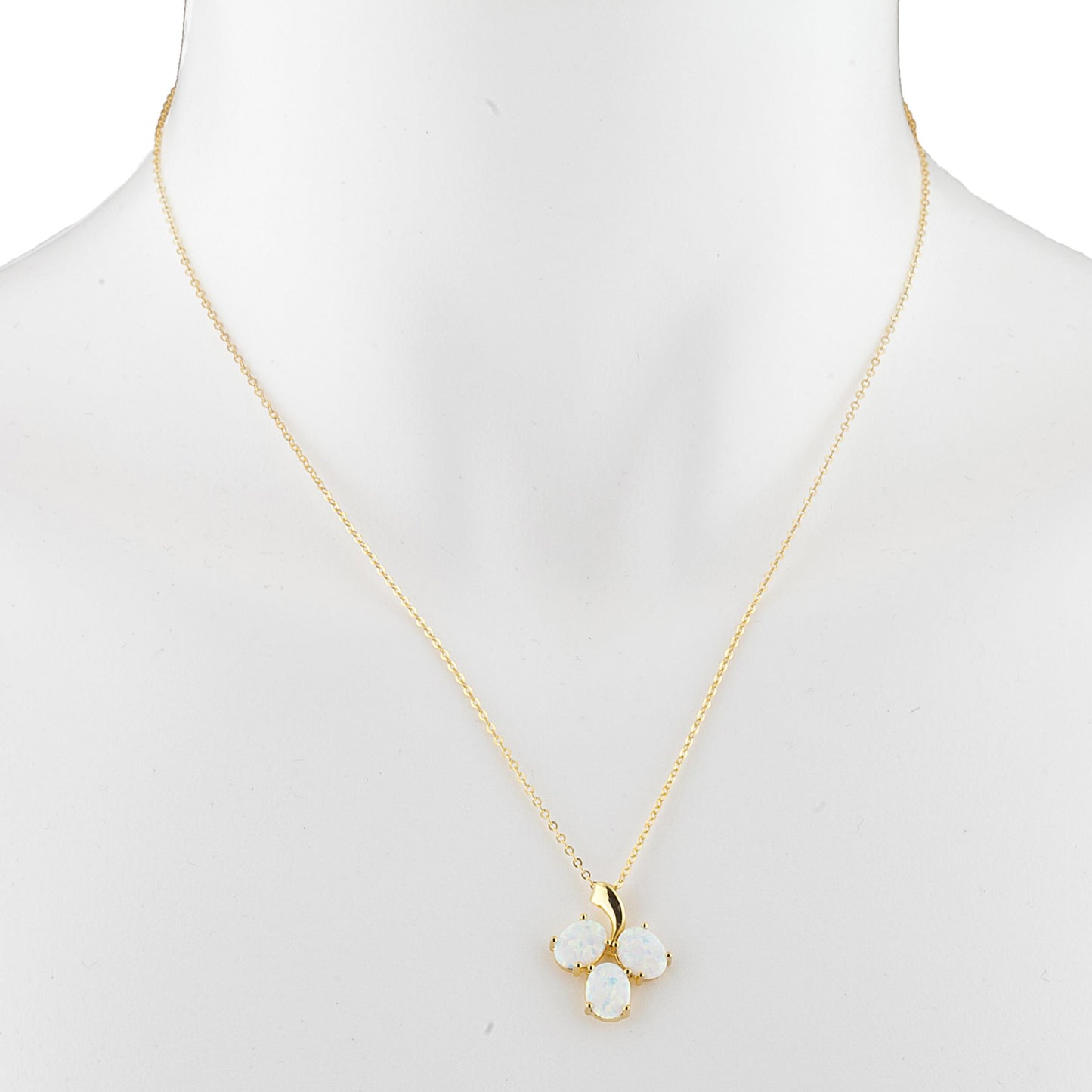 14Kt Yellow Gold Plated Genuine Opal Oval Design Pendant