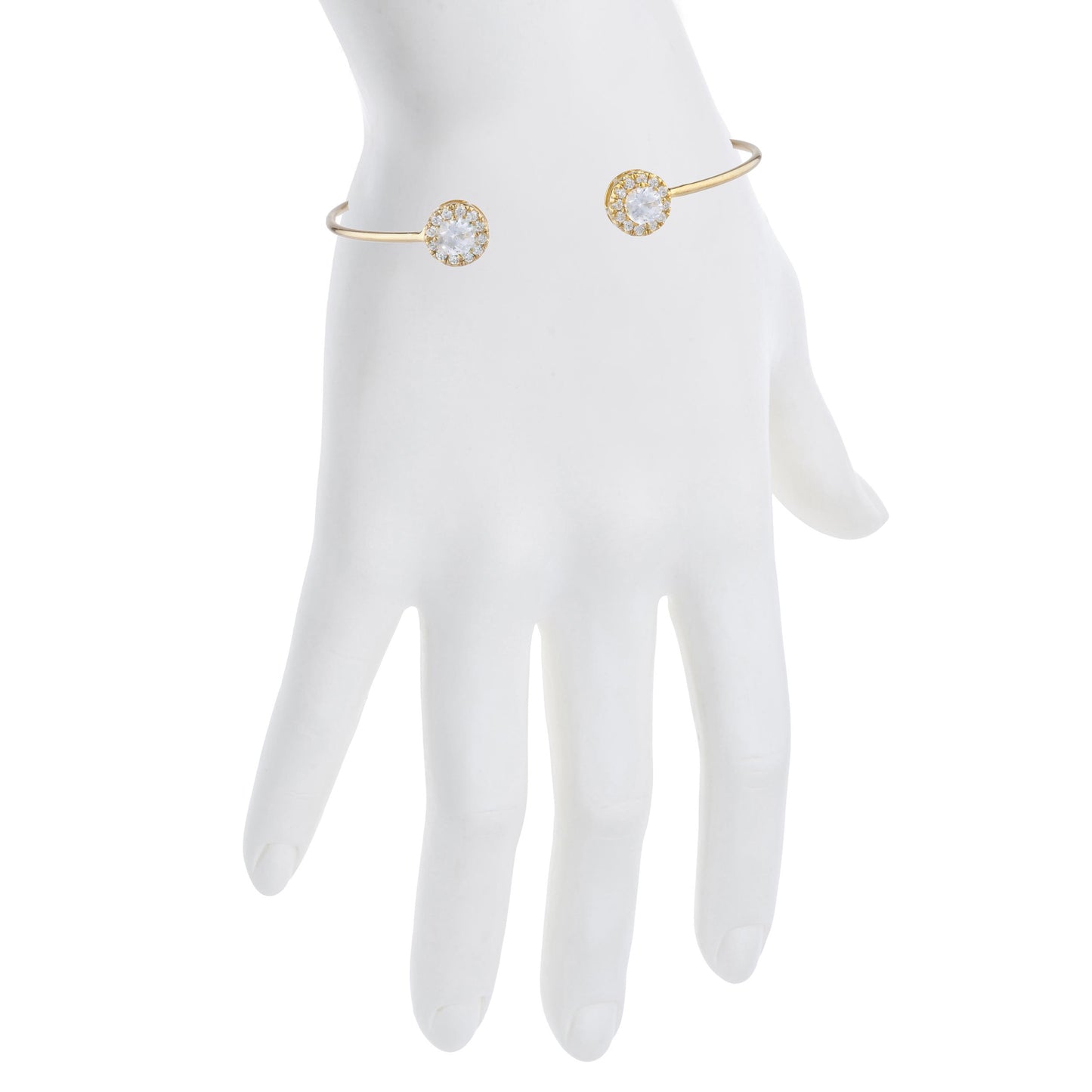 1 Ct White Sapphire Halo Design Round Bangle Bracelet 14Kt Yellow Gold Rose Gold Silver