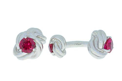 2.5 Ct Ruby Knot Cufflinks .925 Sterling Silver Rhodium Finish [Jewelry]