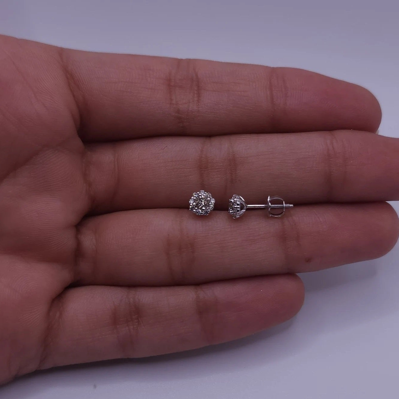 14Kt Gold 0.34 Ct Genuine Natural Diamond Halo Stud Earrings