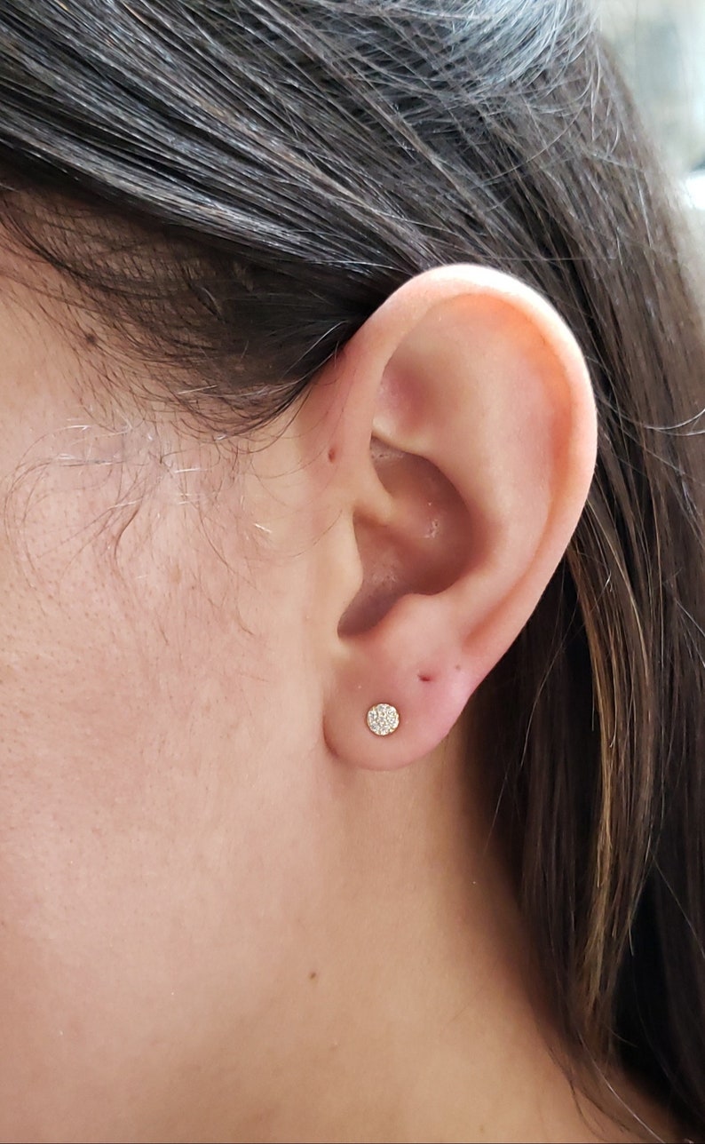 14Kt Gold Diamond Cluster Stud Earrings