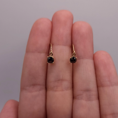 14Kt Gold 0.40 Ct Natural Rose Cut Black Diamond Round Stud Earrings