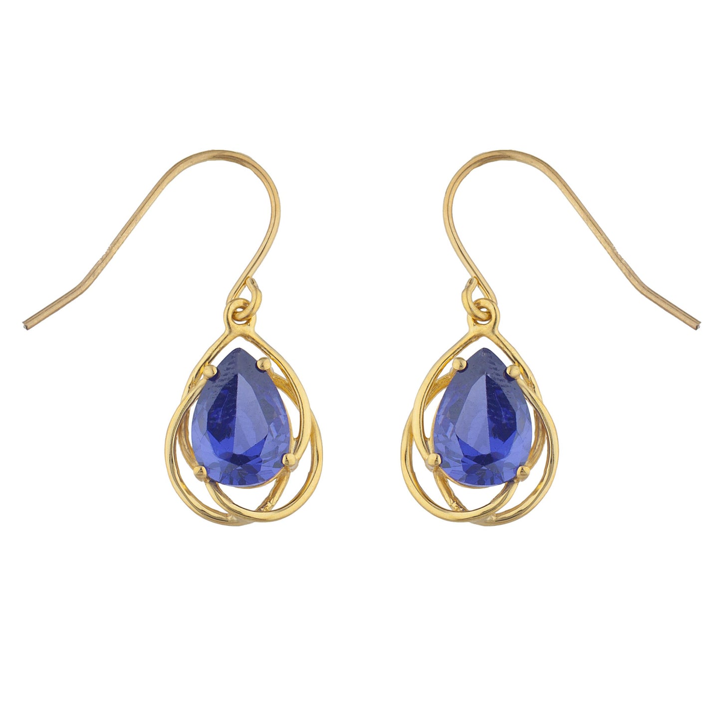 14Kt Gold 4 Ct Tanzanite Pear Teardrop Design Dangle Earrings
