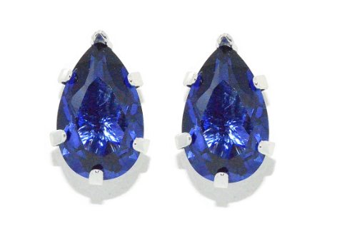 14Kt White Gold Tanzanite Pear Stud Earrings