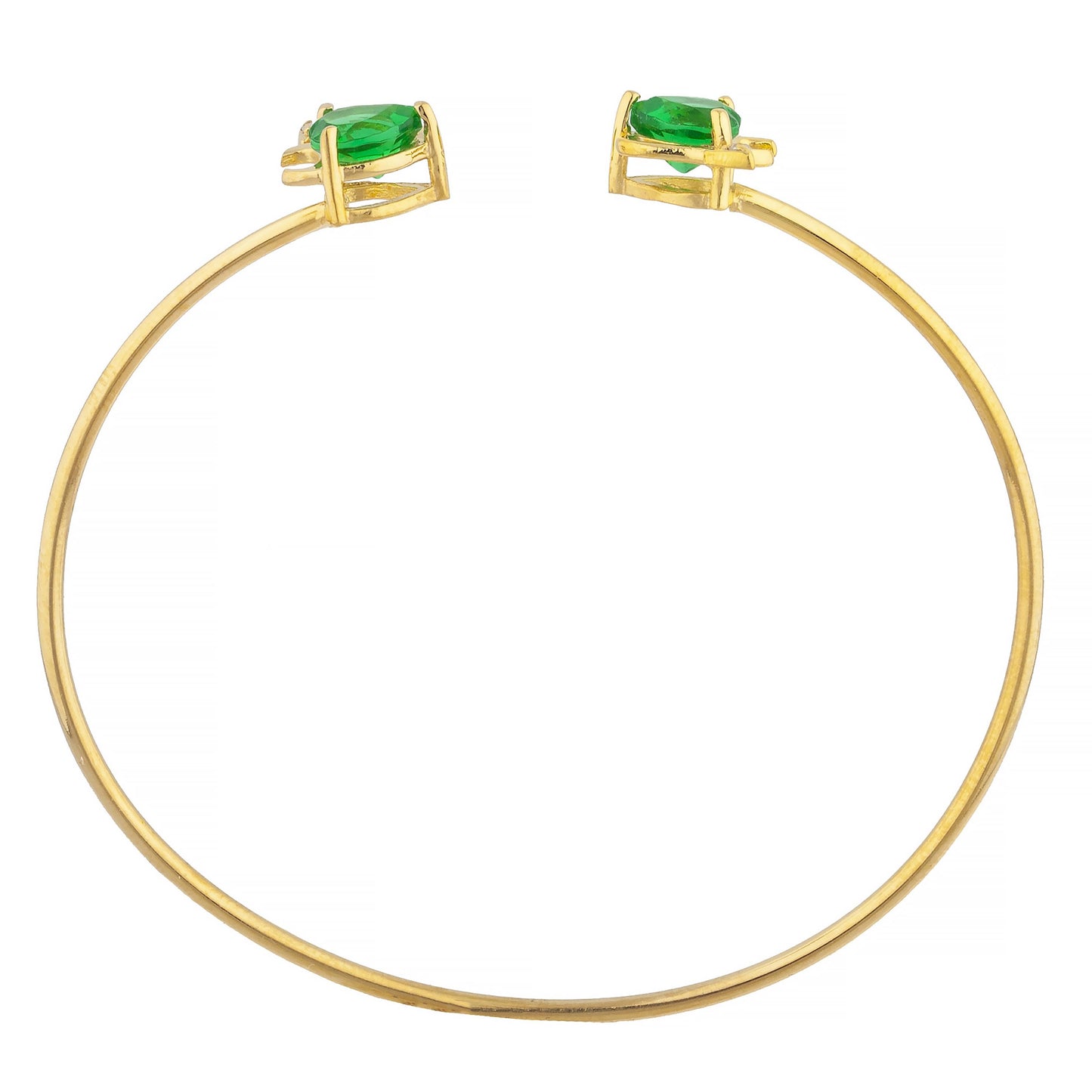 Emerald & Diamond Devil Heart Bangle Bracelet 14Kt Yellow Gold Rose Gold Silver