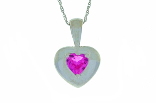 0.50 Carat Pink Sapphire Heart Pendant .925 Sterling Silver Rhodium Finish