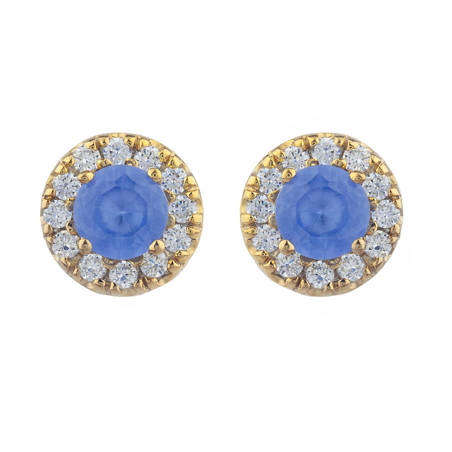 14Kt Gold 1 Ct Tanzanite Halo Design Stud Earrings