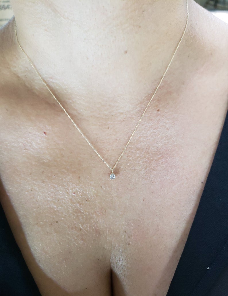 14Kt Gold 0.20 Ct Genuine Natural Diamond Pendant Necklace