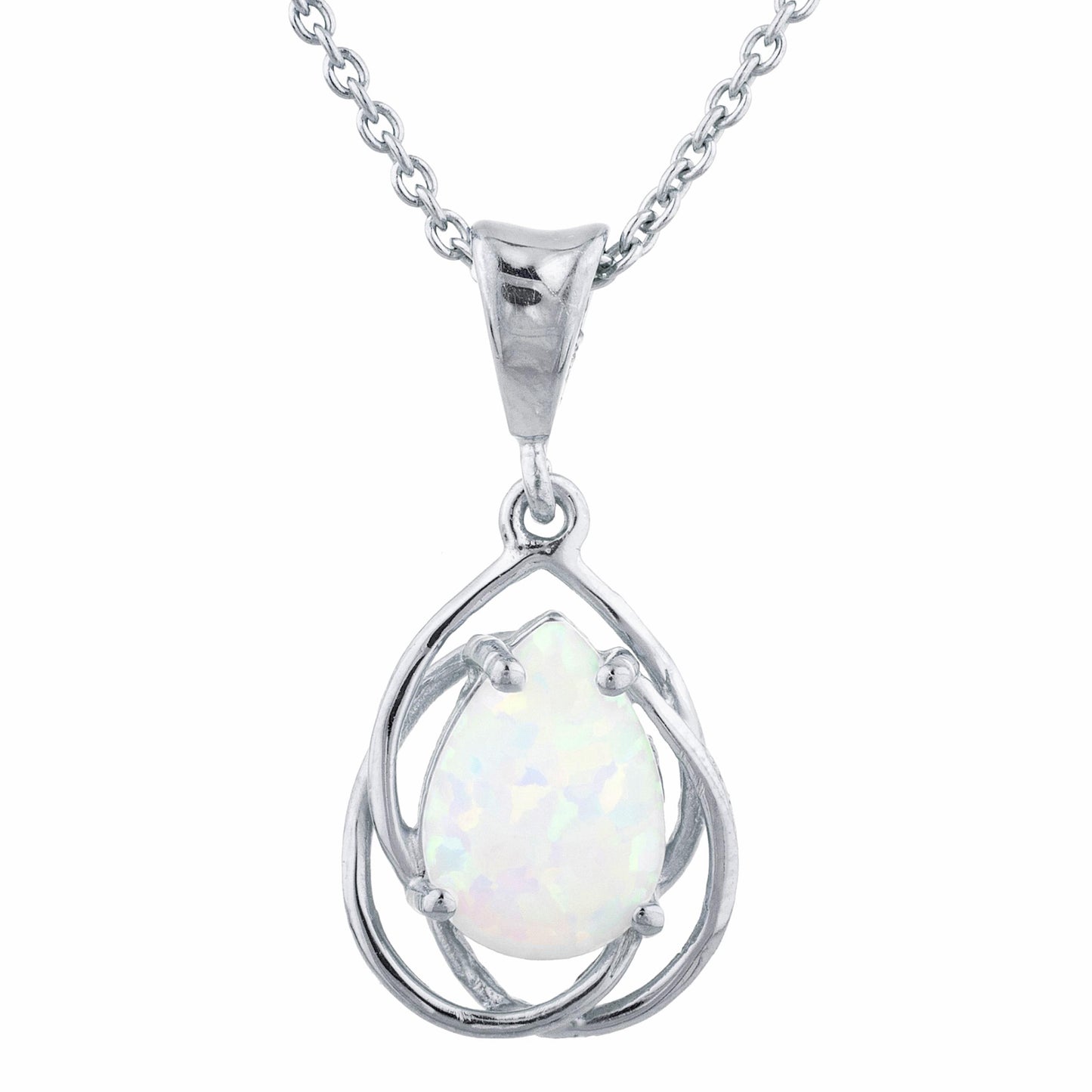 14Kt Gold Opal Pear Teardrop Design Pendant Necklace