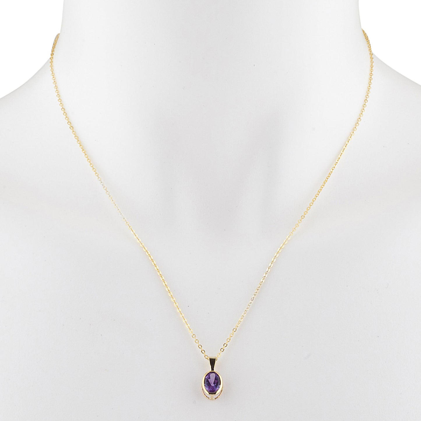 14Kt Gold Alexandrite Oval Bezel Pendant Necklace