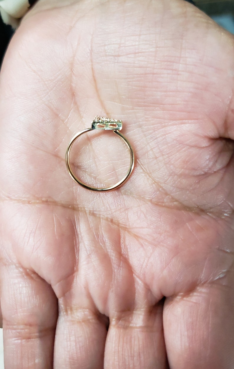 14Kt Gold Genuine Natural Diamond Open Triangle Design Ring