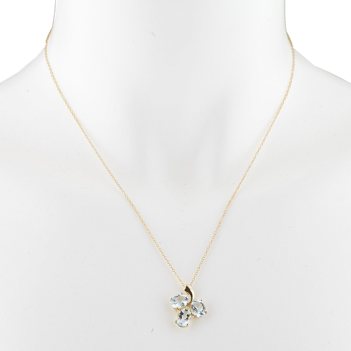 14Kt Yellow Gold Plated Genuine Aquamarine Oval Design Pendant