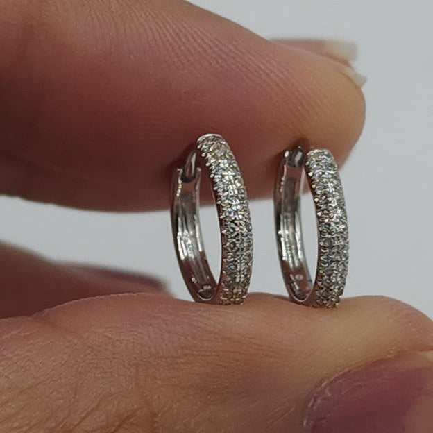 14K Gold 0.19 Ct Genuine Natural Diamond Huggie Earrings