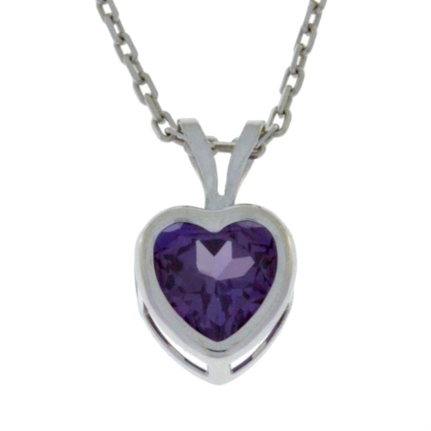 14Kt Gold Alexandrite Heart Bezel Pendant Necklace
