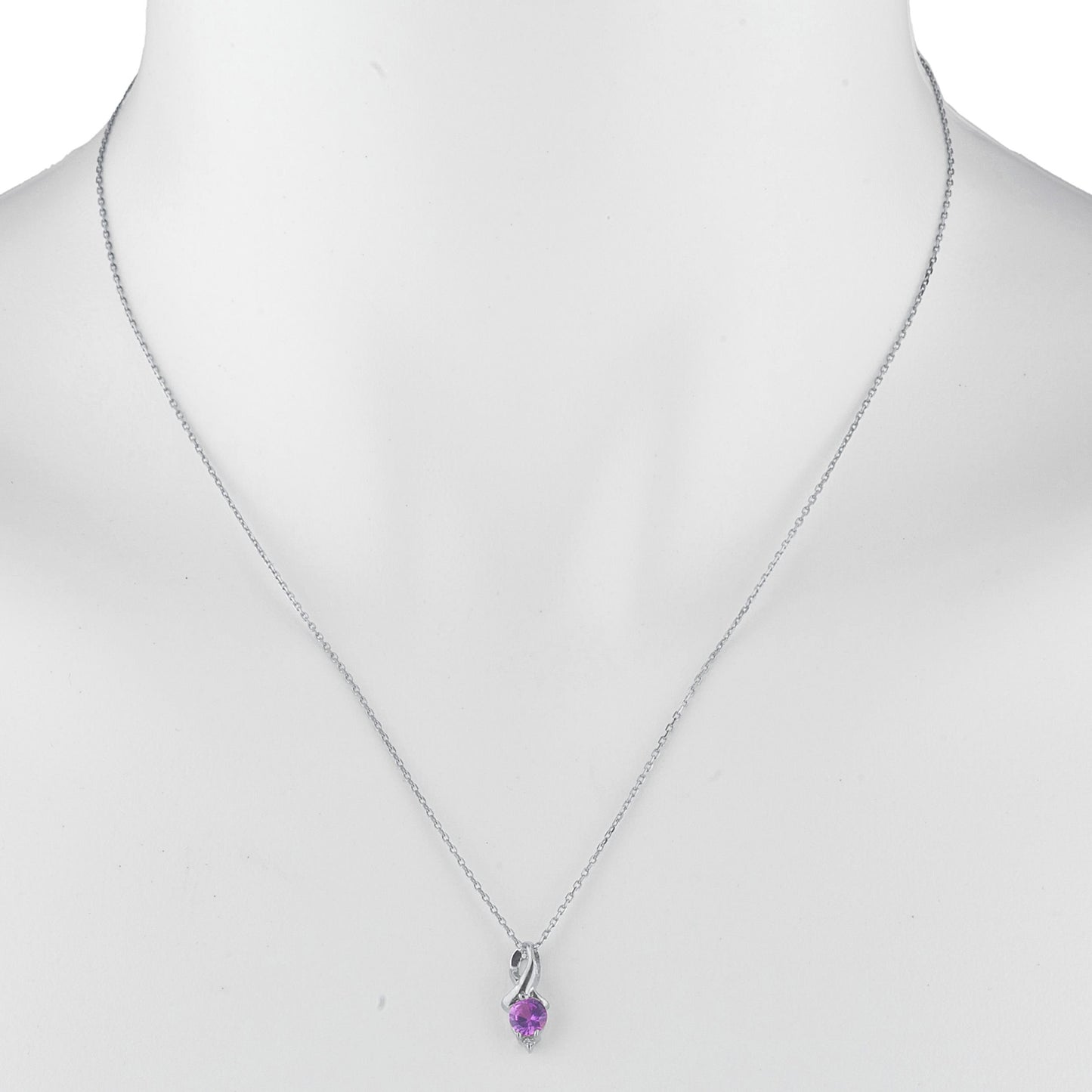 14Kt Gold Pink Sapphire & Diamond Round Design Pendant Necklace