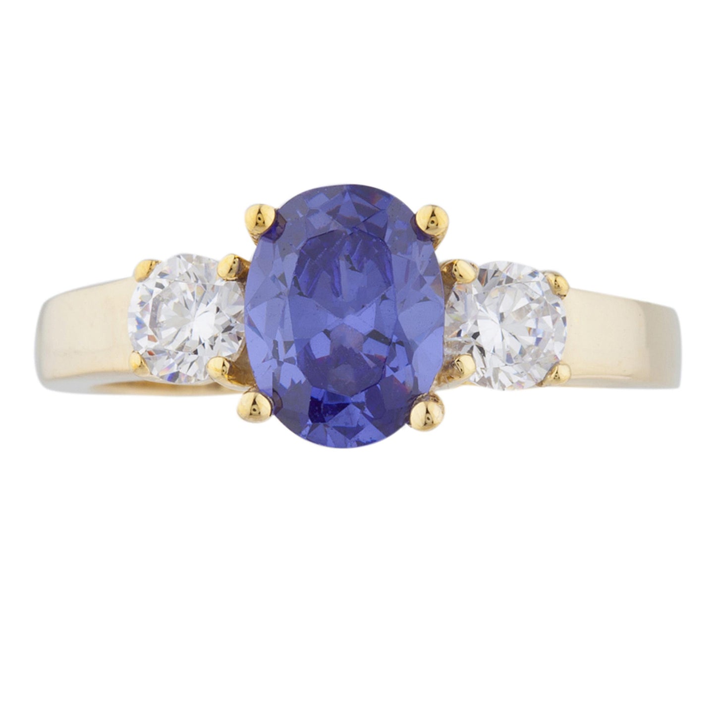 14Kt Gold 2 Ct Tanzanite & Zirconia Oval Ring