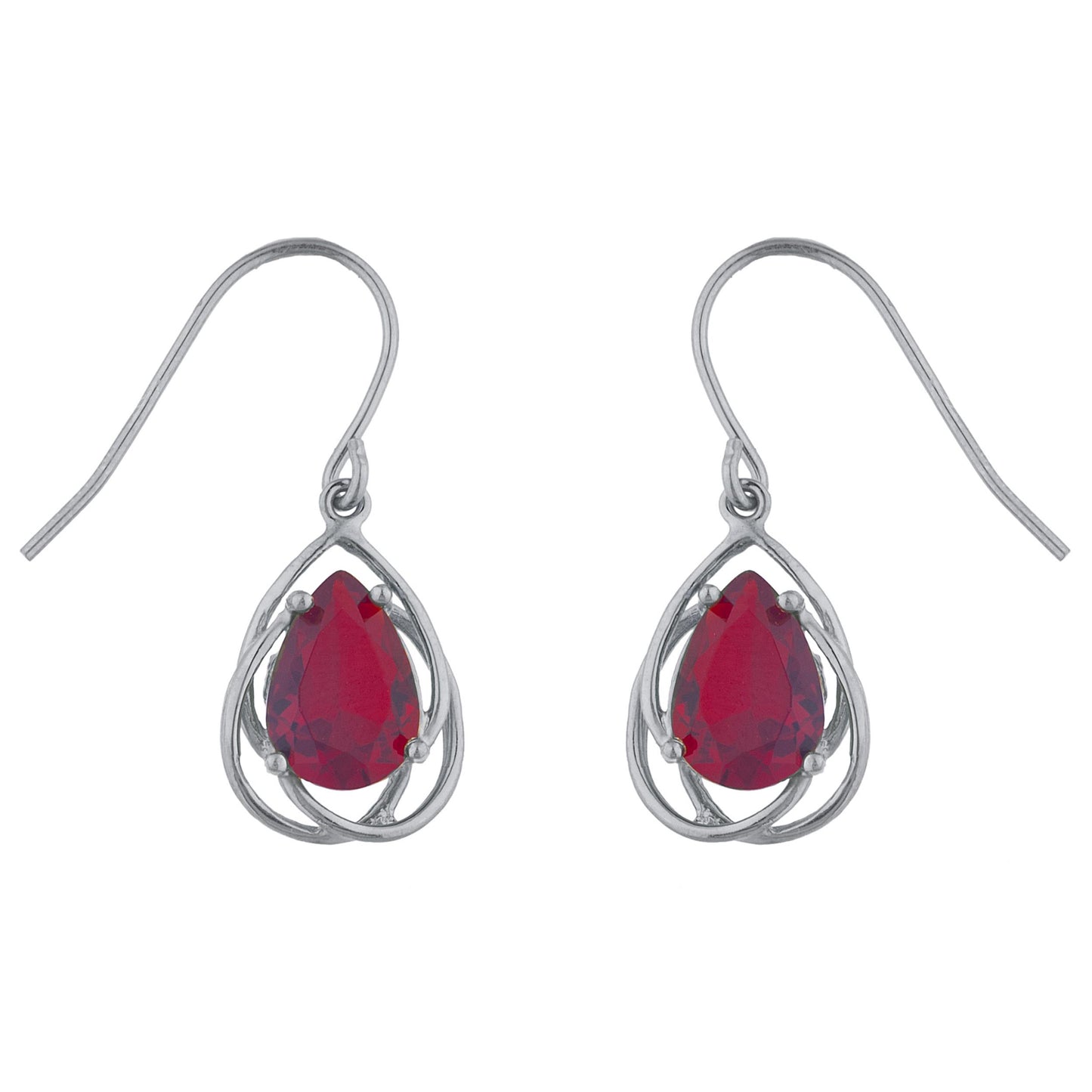 14Kt Gold 4 Ct Garnet Pear Teardrop Design Dangle Earrings