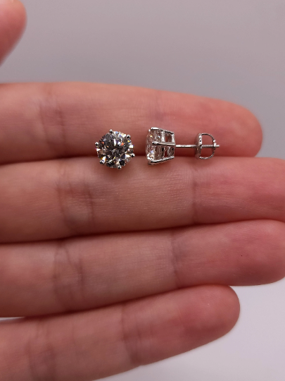 14Kt Gold 2 Ct Lab Grown IGI Certified 6 Prong Diamond Earrings