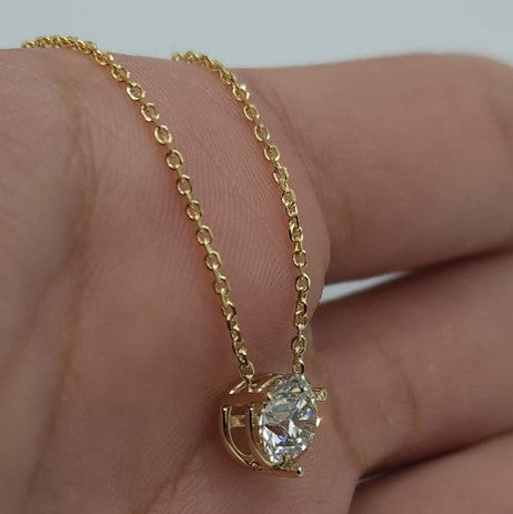 14Kt Gold 1 Ct Lab Grown Diamond 3 Prong Pendant Necklace