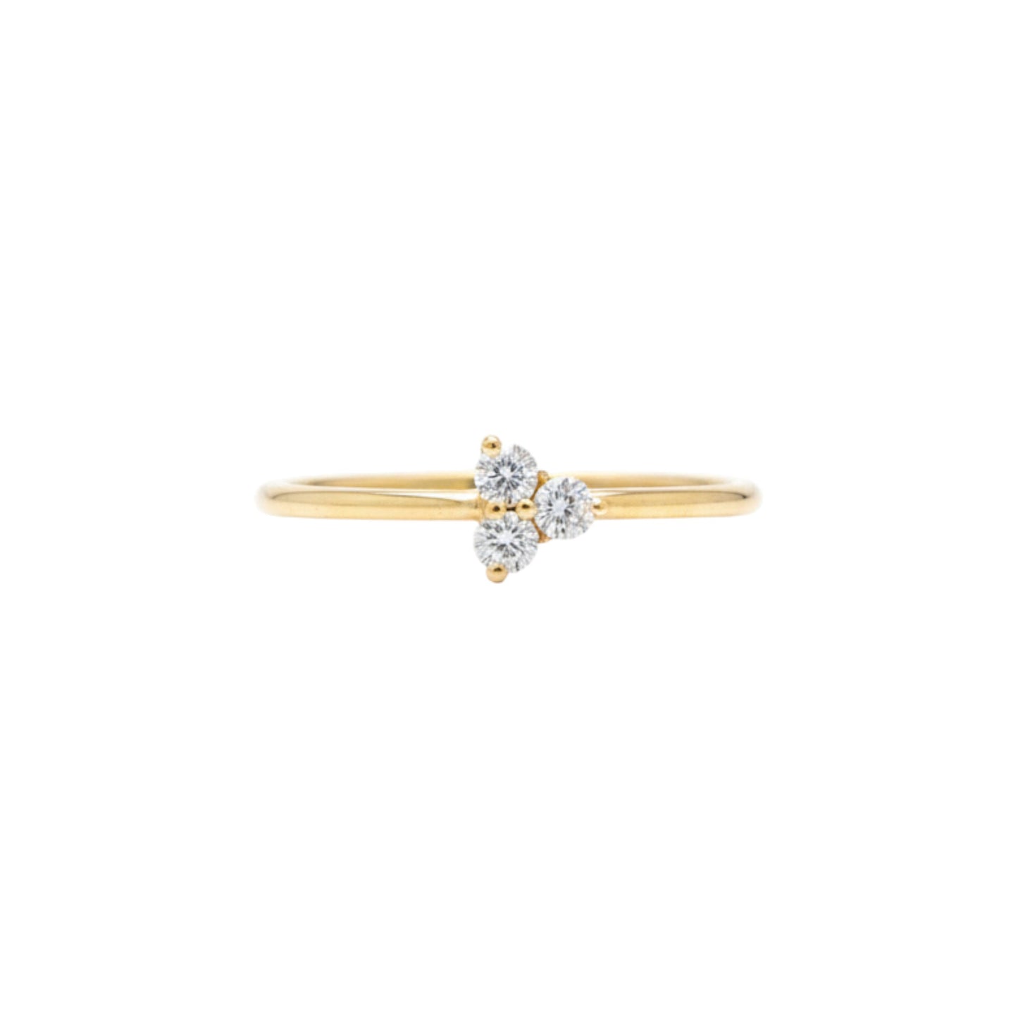 14Kt Gold 3 Stone Genuine Natural 0.12 Ct Diamond Ring