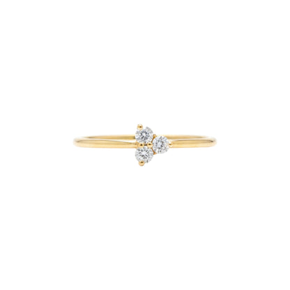 14Kt Gold 3 Stone Genuine Natural 0.12 Ct Diamond Ring