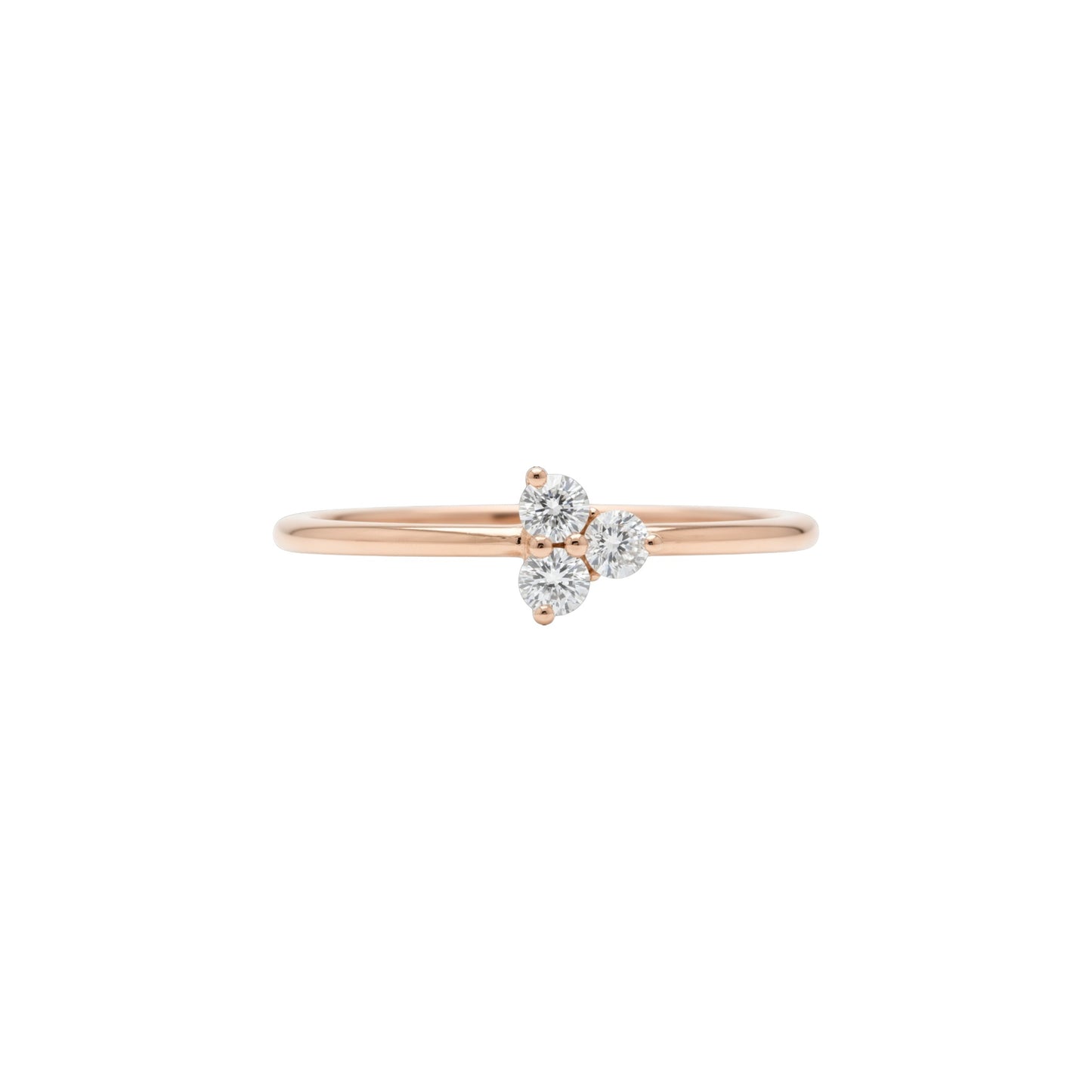 14Kt Gold 3 Stone Genuine Natural 0.12 Ct Diamond Ring