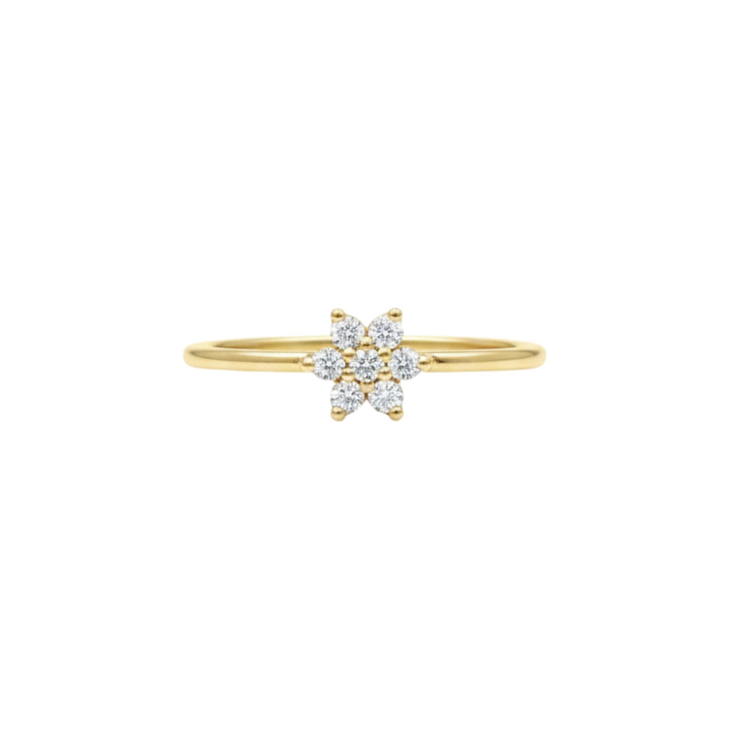 14Kt Gold Genuine Natural 0.14 Ct Diamond Cluster Flower Star Ring