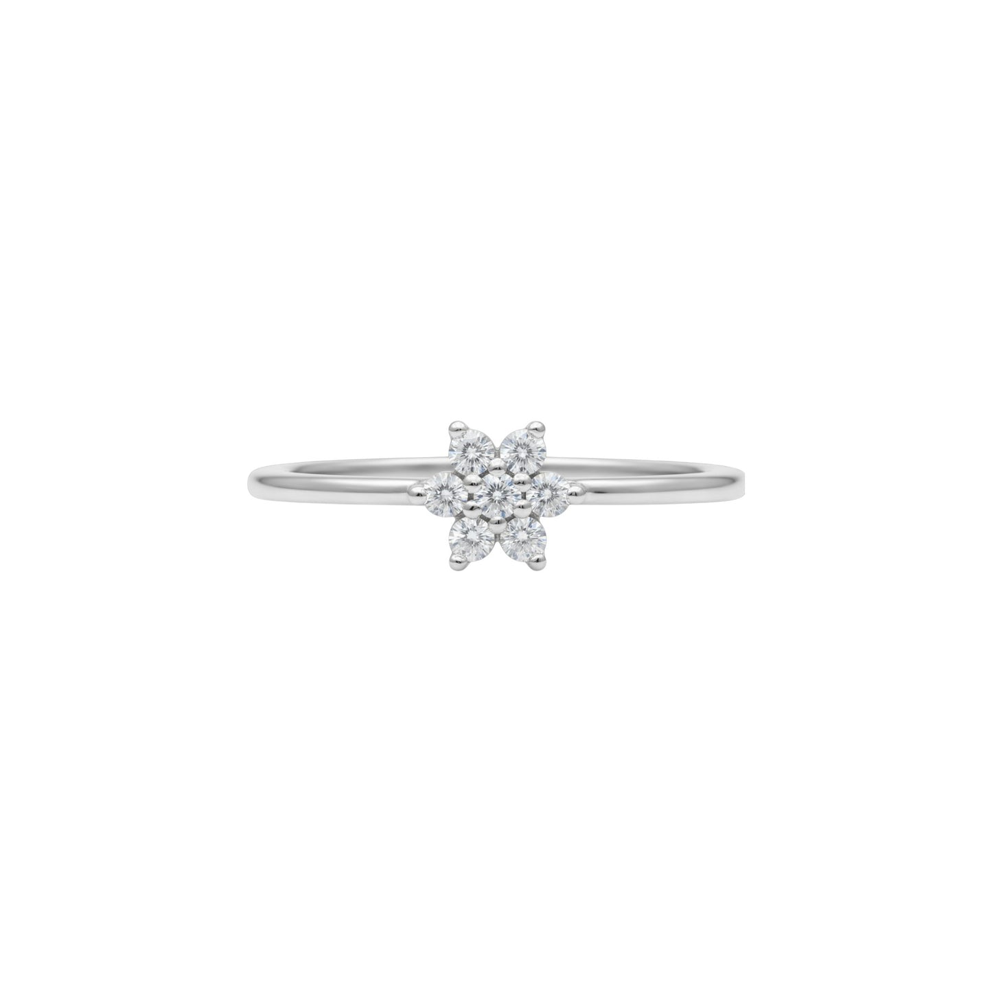 14Kt Gold Genuine Natural 0.14 Ct Diamond Cluster Flower Star Ring