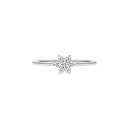 14Kt Gold Genuine Natural 0.14 Ct Diamond Cluster Flower Star Ring