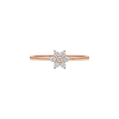 14Kt Gold Genuine Natural 0.14 Ct Diamond Cluster Flower Star Ring