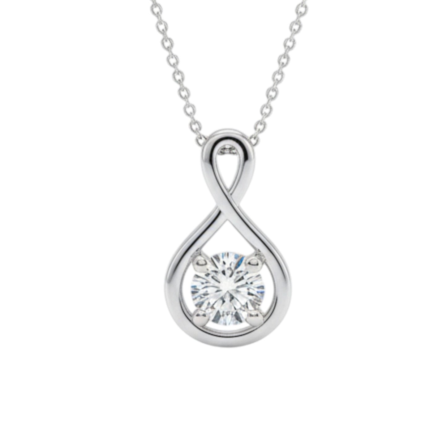 14K Gold 0.18 Ct Lab Grown Diamond Solitaire Infinite Pendant Necklace