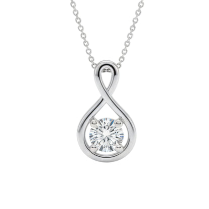 14K Gold 0.18 Ct Lab Grown Diamond Solitaire Infinite Pendant Necklace