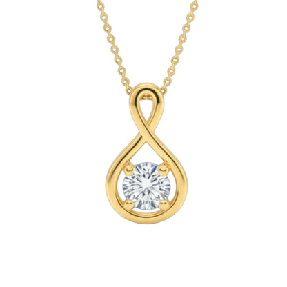 14K Gold 0.18 Ct Lab Grown Diamond Solitaire Infinite Pendant Necklace